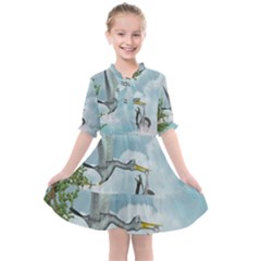 Funny Stork With Creepy Snake Baby Kids  All Frills Chiffon Dress by FantasyWorld7