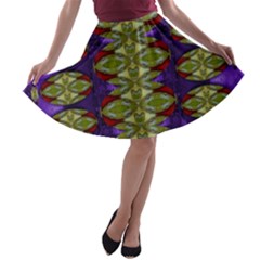 Divine Flowers Striving To Reach Universe A-line Skater Skirt by pepitasart