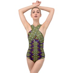 Divine Flowers Striving To Reach Universe Cross Front Low Back Swimsuit by pepitasart