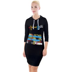 Color020a Quarter Sleeve Hood Bodycon Dress