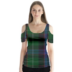 Abercrombie Tartan Butterfly Sleeve Cutout Tee 