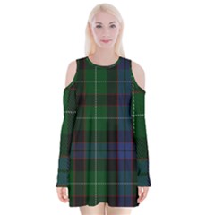 Abercrombie Tartan Velvet Long Sleeve Shoulder Cutout Dress