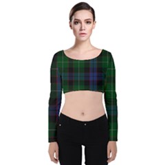 Abercrombie Tartan Velvet Long Sleeve Crop Top