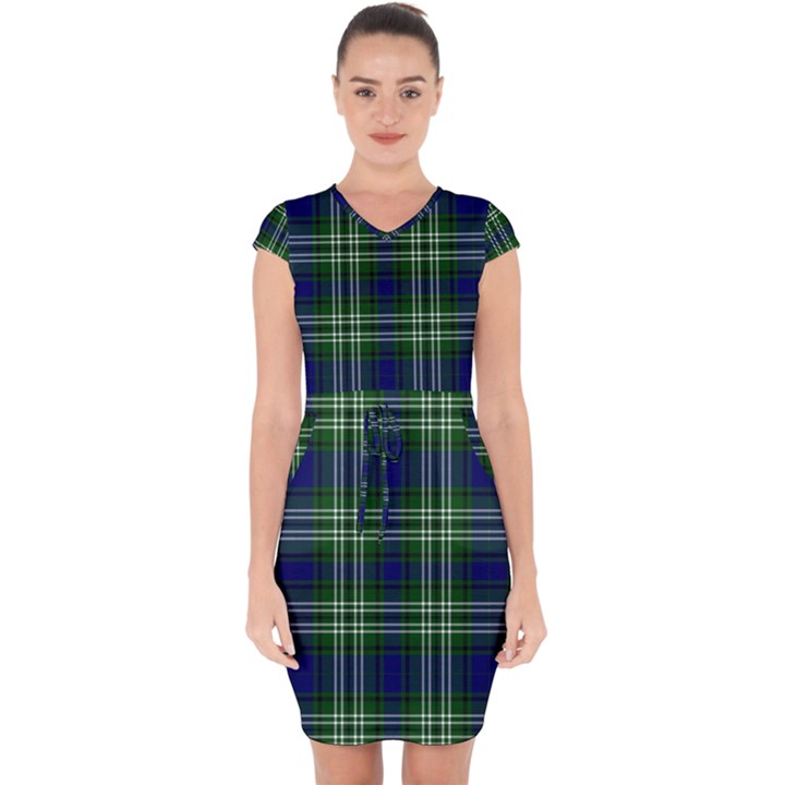 Tweedside District Tartan Capsleeve Drawstring Dress 