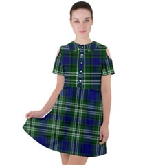 Tweedside District Tartan Short Sleeve Shoulder Cut Out Dress  by impacteesstreetwearfour