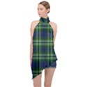 Tweedside District Tartan Halter Asymmetric Satin Top View1