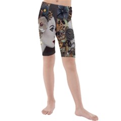 Mechanical Beauty  Kids  Mid Length Swim Shorts