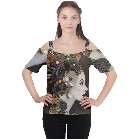 Mechanical Beauty  Cutout Shoulder Tee by CKArtCreations