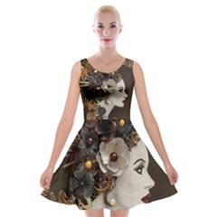 Mechanical Beauty  Velvet Skater Dress by CKArtCreations