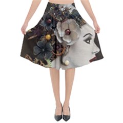 Mechanical Beauty  Flared Midi Skirt