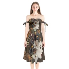 Mechanical Beauty  Shoulder Tie Bardot Midi Dress by CKArtCreations