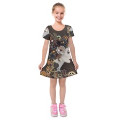 Mechanical Beauty  Kids  Short Sleeve Velvet Dress by CKArtCreations