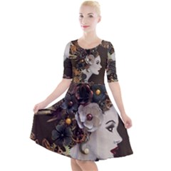 Mechanical Beauty  Quarter Sleeve A-line Dress