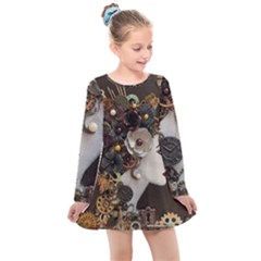 Mechanical Beauty  Kids  Long Sleeve Dress by CKArtCreations