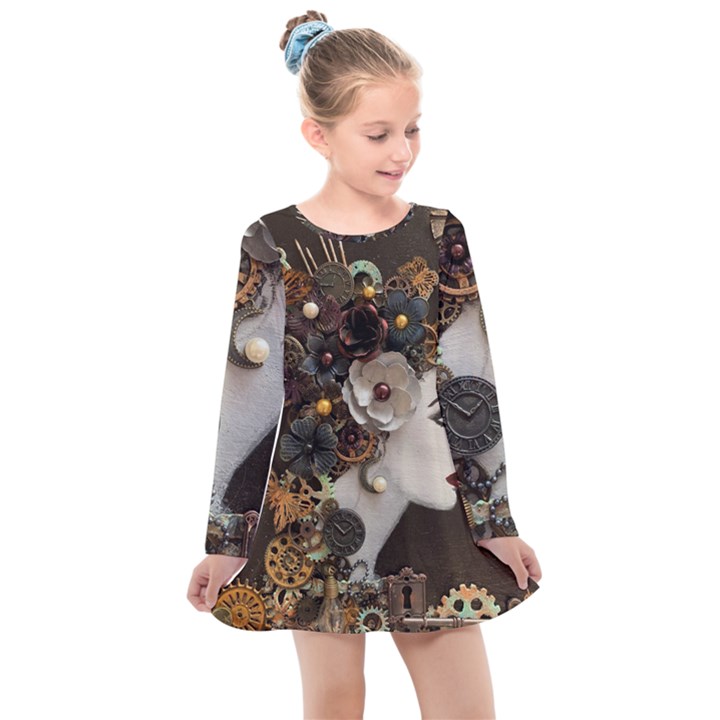 Mechanical Beauty  Kids  Long Sleeve Dress