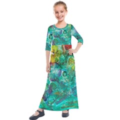 Underwater Summer Kids  Quarter Sleeve Maxi Dress by arwwearableart