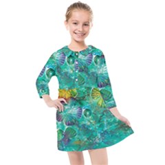 Underwater Summer Kids  Quarter Sleeve Shirt Dress by arwwearableart