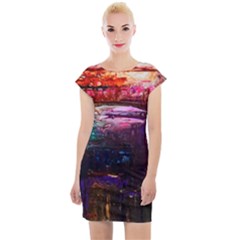 Spring Ring Cap Sleeve Bodycon Dress by arwwearableart