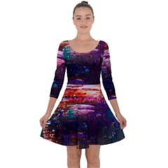 Spring Ring Quarter Sleeve Skater Dress by arwwearableart