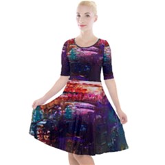 Spring Ring Quarter Sleeve A-line Dress by arwwearableart