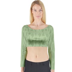 Cactus Pattern Long Sleeve Crop Top by Valentinaart