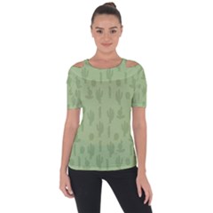 Cactus Pattern Shoulder Cut Out Short Sleeve Top by Valentinaart