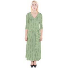 Cactus Pattern Quarter Sleeve Wrap Maxi Dress by Valentinaart