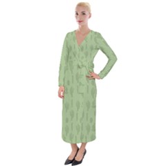 Cactus Pattern Velvet Maxi Wrap Dress by Valentinaart