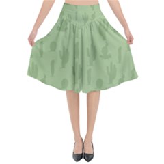 Cactus Pattern Flared Midi Skirt by Valentinaart