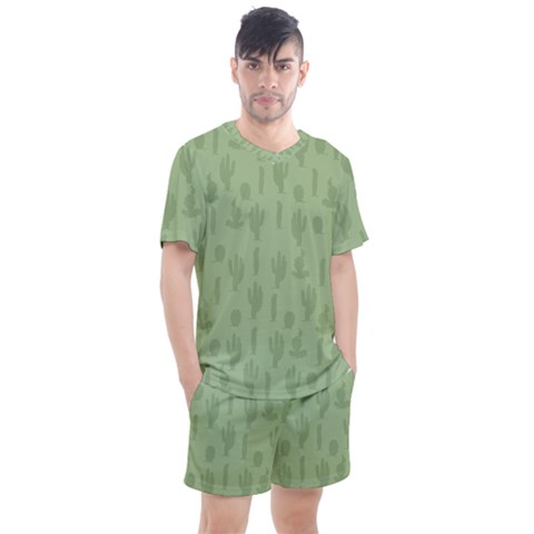 Cactus Pattern Men s Mesh Tee And Shorts Set by Valentinaart