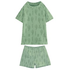 Cactus Pattern Kids  Swim Tee And Shorts Set by Valentinaart