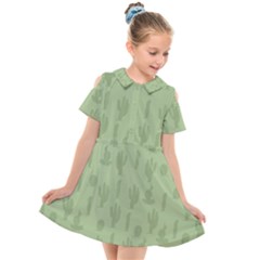 Cactus Pattern Kids  Short Sleeve Shirt Dress by Valentinaart