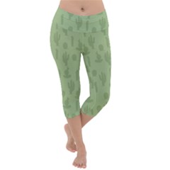 Cactus Pattern Lightweight Velour Capri Yoga Leggings by Valentinaart