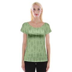 Cactus Pattern Cap Sleeve Top by Valentinaart