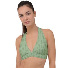 Cactus Pattern Halter Plunge Bikini Top by Valentinaart