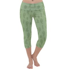 Cactus Pattern Capri Yoga Leggings by Valentinaart