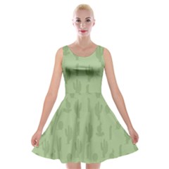 Cactus Pattern Velvet Skater Dress