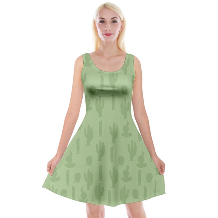 Cactus pattern Reversible Velvet Sleeveless Dress