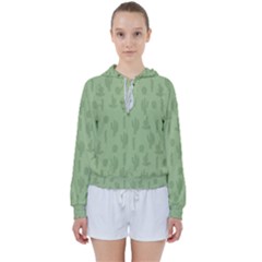 Cactus Pattern Women s Tie Up Sweat by Valentinaart