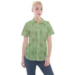 Cactus Pattern Women s Short Sleeve Pocket Shirt