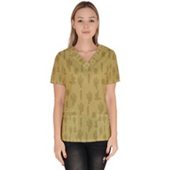 Cactus Pattern Women s V-neck Scrub Top by Valentinaart