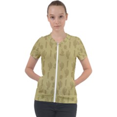 Cactus Pattern Short Sleeve Zip Up Jacket