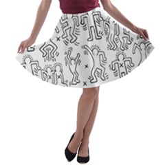 Doodle Pattern A-line Skater Skirt by Valentinaart