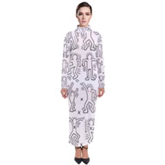 Doodle Pattern Turtleneck Maxi Dress by Valentinaart