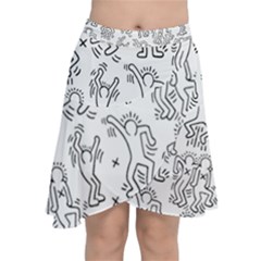 Doodle Pattern Chiffon Wrap Front Skirt by Valentinaart