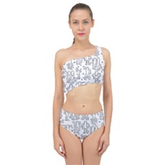 Doodle Pattern Spliced Up Two Piece Swimsuit by Valentinaart