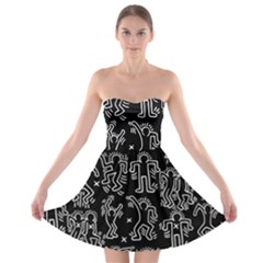 Doodle Pattern Strapless Bra Top Dress