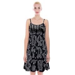 Doodle Pattern Spaghetti Strap Velvet Dress by Valentinaart