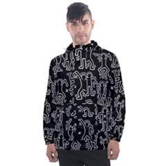 Doodle Pattern Men s Front Pocket Pullover Windbreaker