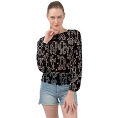 Doodle Pattern Banded Bottom Chiffon Top by Valentinaart